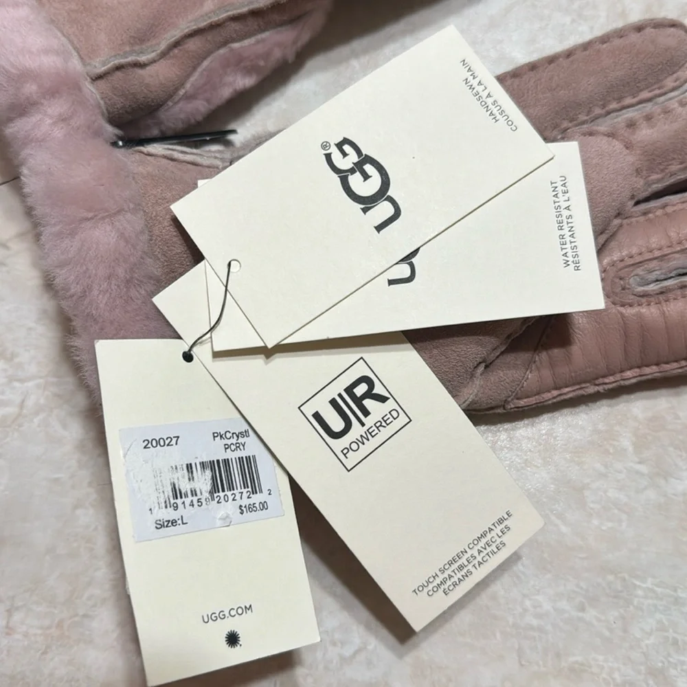 UGG, Sheepskin Exposed Seam Glove, Pink, NEW!!